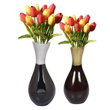 Uniquewise Aluminum-Casted Modern Decorative Flower Table Vase, Set of 2