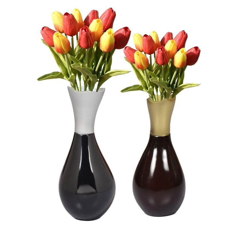 Uniquewise Aluminum-Casted Modern Decorative Flower Table Vase, Set of 2, 1 of 6