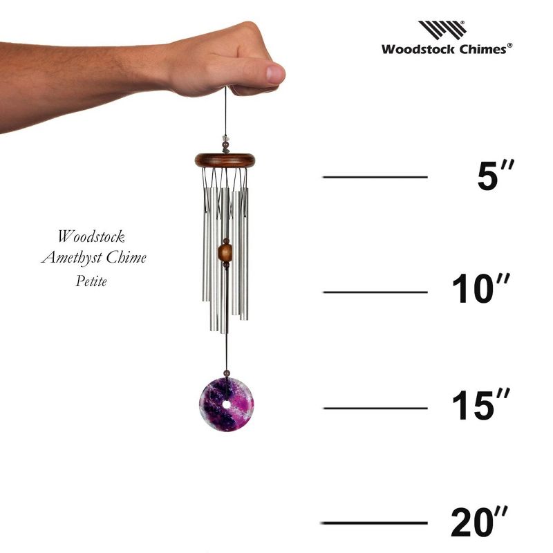 Woodstock Windchimes Woodstock Amethyst Chime Petite, Wind Chimes For Outside, Wind Chimes For Garden, Patio, and Outdoor Décor, 16"L, 4 of 9