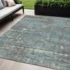 Taupe And Teal Blue Geometric Washable Indoor Outdoor Area Rug - 2 of 4