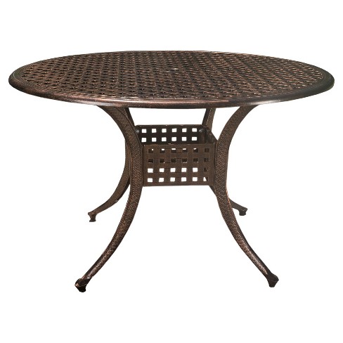 Tahoe Circular Cast Aluminum Table - Shiny Copper - Christopher Knight ...