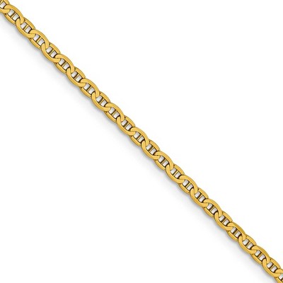 Black Bow Jewelry 2.4mm 14k Yellow Gold Solid Concave Anchor Chain Necklace