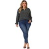 Agnes Orinda Women's Plus Size Chiffon Keyhole Long Sleeve Floral Blouses - image 3 of 4