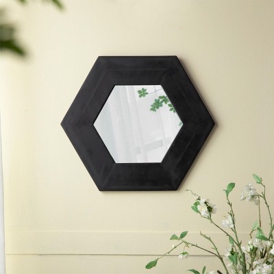18"Hexagon Wood Frame Mirror Small Decorative Mirrors,Vintage Wall Mirror,Mirror For Wall Living Room Lounge Wall Mirror-The Pop Home