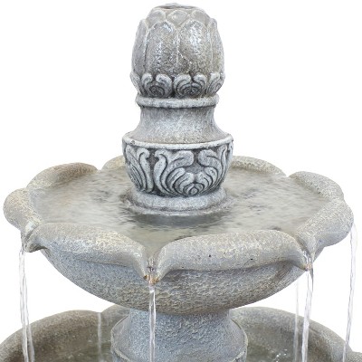 50" Dusty Gray Fiberglass Reinforced Concrete 2-Tier Outdoor Water Fountain