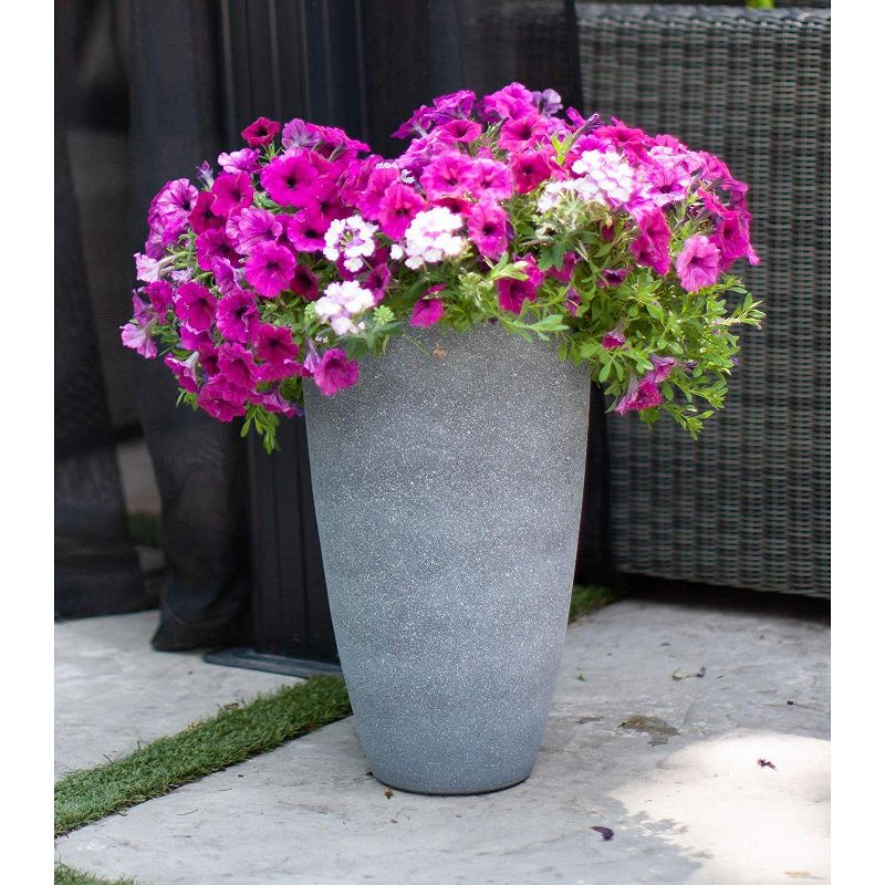 Algreen Acerra Weather Resistant Composite Tall Vase Round Planter Pot 20 x 12 x 12 Inches, Gray Stucco, 5 of 7