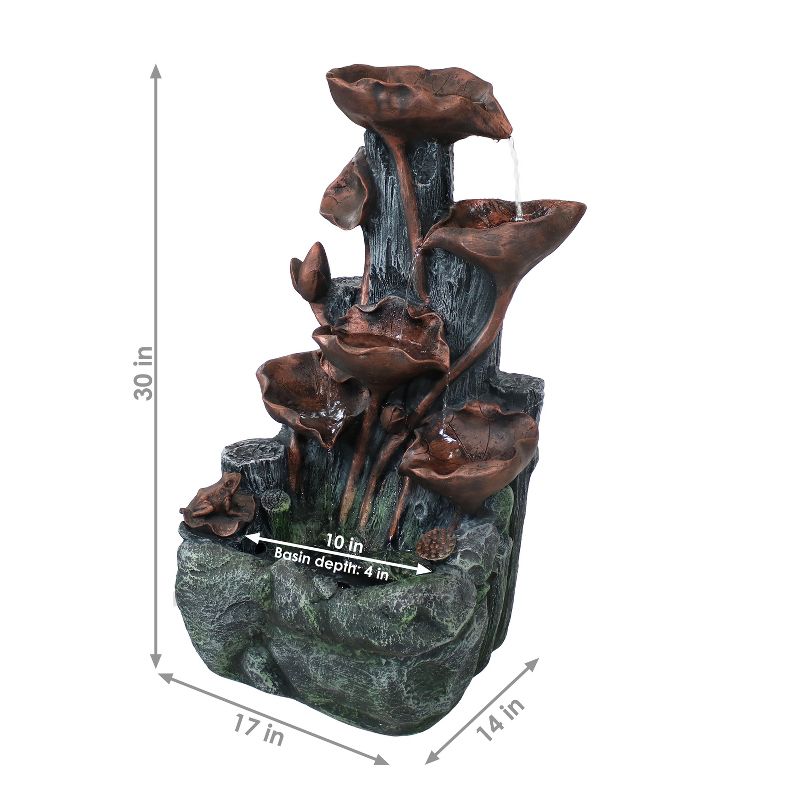 Sunnydaze Outdoor Solar Powered Tiered Driftwood and Flourishing Stem Rock Fountain with LED Light - 29", 4 of 17