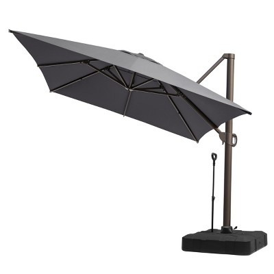 Pellebant 10'x 13' Patio Cantilever Umbrella Heavy Duty Base Set High-Strength Aluminum Pole with 360Rotation 5 Heights Adjustable