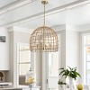 Dewdrop Farmhouse Rattan Dome Pendant Light 4-Light Woven Chandelier with Gold Canopy for Kitchen Island Dining Room - 3 of 4