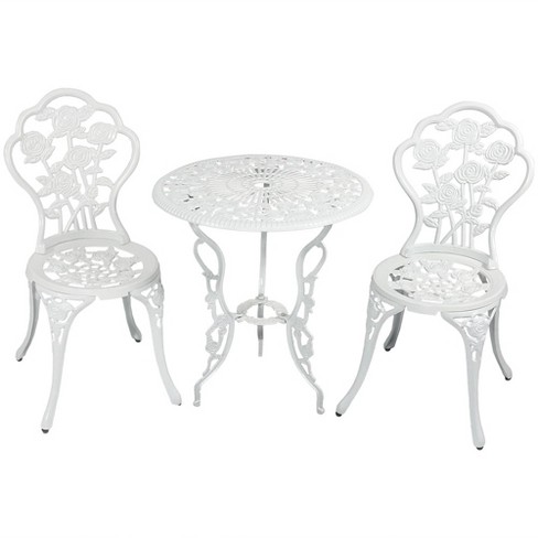 3pc Cast Aluminum Flower Bistro Set White Sunnydaze Decor Target