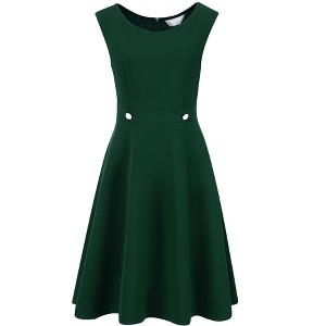 Hobemty Women's Sleeveless Elegant Round Neck Office A-Line Dress - 1 of 4