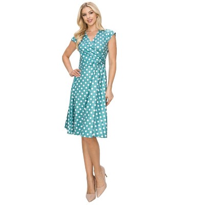 Women's Solid And Print V-neck Skater Dress