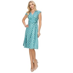 Women's Solid And Print V-neck Skater Dress - 1 of 2