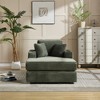 Corduroy Upholstered Chaise Lounge Chair with Deep Seat, Detachable Cushions, Magazine Bag & Cup Holders for Living Room or Office - 2 of 4