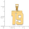 Black Bow Jewelry 14k Yellow Gold, Athletic Collection Medium Polished Number 19 Pendant - 2 of 3