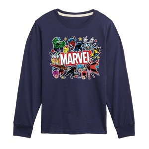 Boys' - Marvel - Avengers Sticker Collage Long Sleeve Graphic T-Shirt - 1 of 3