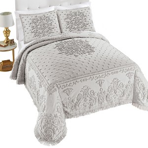 Collections Etc Cecilia Textured Chenille Fringe Border Bedspread - 1 of 3
