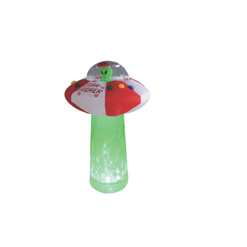 A Holiday Company 7ft Tall Star Dasher UFO with Green Shimmer Light, 7 ft Tall, Multi, 5 of 6