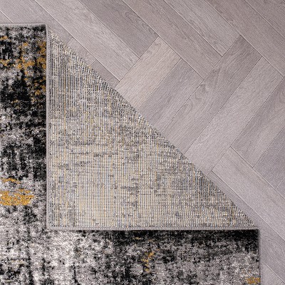 Adare Yellow and Gray Abstract 5' x 7' Synthetic Area Rug
