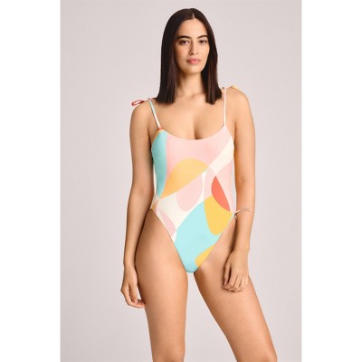 Vitamin A Women's Printed Tie Shoulder Classic Coverage One Piece Swimsuit - Multi