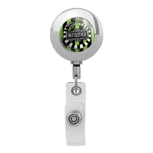 Beetlejuice Beetle Worm Metal Chrome Badge ID Card Holder Clip - 1 of 3