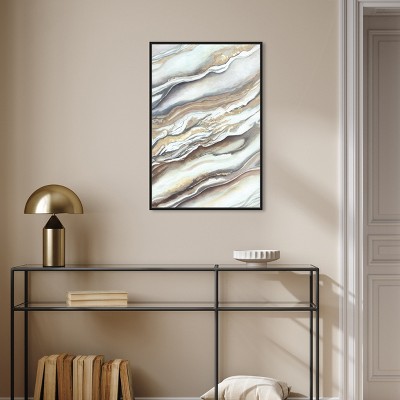 Neutral Abstract Canvas Wall Art with Black Frame, 21" x 31"