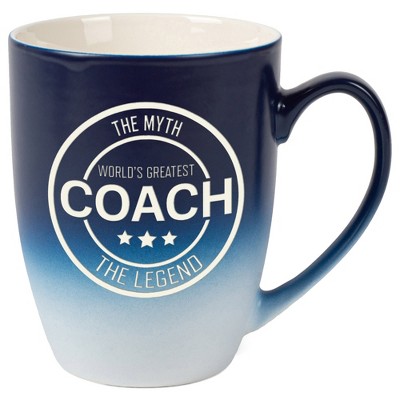 Elanze Designs World's Greatest Coach Two Toned Ombre Matte Navy Blue and White 12 ounce Ceramic Stoneware Coffee Cup Mug