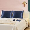 PiccoCasa Machine Washable Satin Zippered Pillowcase with Eye Mask & Scrunchie 2 Pcs - 4 of 4