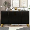 Modern Luxury 4-Door Sideboard with Marble Top, Adjustable Shelves, Gold Metal Handles & Legs, Contemporary Kitchen Storage Cabinet - 2 of 4