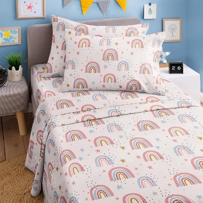 Kids 4 Piece Bed Sheet Set - Cute & Cozy Wrinkle-Resistant with Vibrant Designs - CGK Linens.