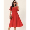 Seta T Women's Ruffle Short Sleeve Square Neck Smocked Elastic Waist Casual Midi Dresses with Pockets - 2 of 4