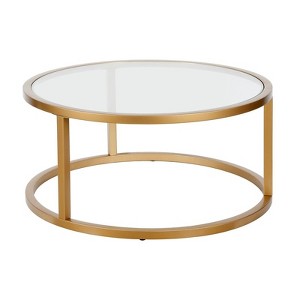 Metal Round Pedastal Base Coffee Table in Gold and Brass Finish - Henn&Hart - 1 of 4