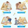 2 in 1 Wooden Climbing Toys, Kids Indoor Gym Playset,3-Sided Wooden Triangle Climber with Climbing Net,Sliding Ramp - 3 of 4