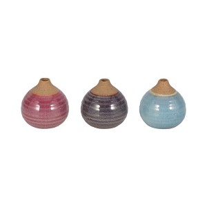 Sagebrook Home Set of 3 Glazed Bud Vases Group of Ceramic Flower Vases Decorative Table - 1 of 4