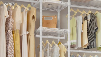 Classic V6 Gold Wire Portable Garment Rack with Adjustable Shelves