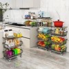FONTOI 4-Tier Fruit Basket Rack, Stackable Wire Basket Cart with Wood Top, Vegetable Storage&Organization for Kitchen, Black, 12.4"*12.4"*16.34" - 2 of 4