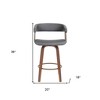 HomeRoots 26" Gray And Wood Brown Faux Leather Swivel Counter Height Bar Chair - 3 of 4