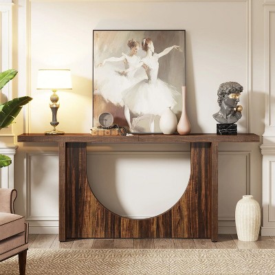 Hommoo 70.9 Inch Farmhouse Console Table Brown