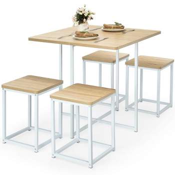 Tangkula 5 Piece Dining Table And Chairs Set Metal Legs Compact Space Bar Pub Kitchen
