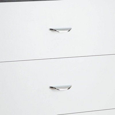 Eloy Industrial Vertical Storage Chest with Soft Close Drawers, White & Espresso