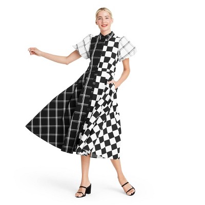 Mixed Checkerboard Puff Sleeve shirtdress - Christopher John Rogers For  Target Black/white 0 : Target