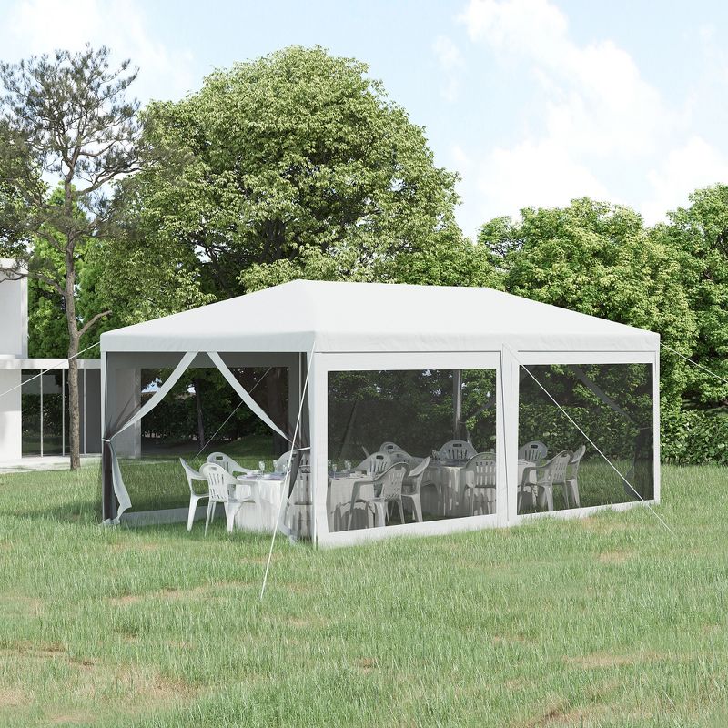 Outsunny 20' x 10' Outdoor Party Tent Gazebo Wedding Canopy with Removable Mesh Sidewalls, 4 of 10