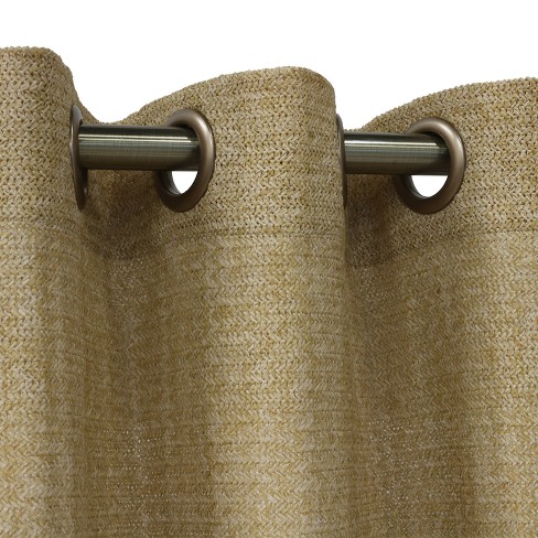 Raffia Grommet Top Blackout Curtain Panel Natural Outdoor Decor