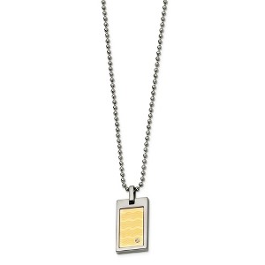 Black Bow Jewelry Stainless Steel, 18k Gold Plated and Diamond Dog Tag Necklace, 24 Inch - 1 of 4