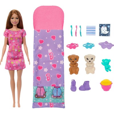 Barbie Doll Puppy Slumber Party Playset With 2pc Toy Dog Figures Accessories Target