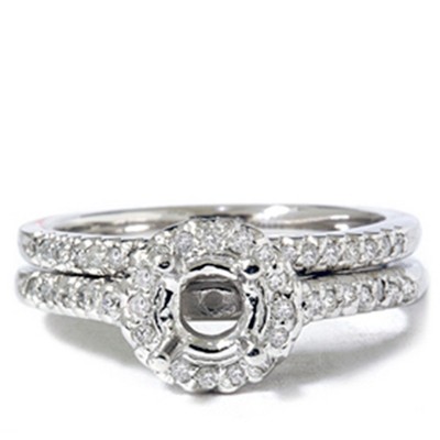 Pompeii3 1/4ct Pave Halo Diamond Mount Engagement Ring Setting