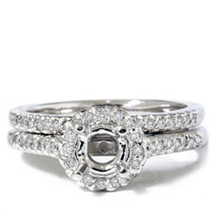 Pompeii3 1/4ct Pave Halo Diamond Mount Engagement Ring Setting - 1 of 4