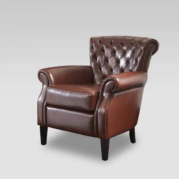Franklin Bonded Club Chair Brown Leather - Christopher Knight Home