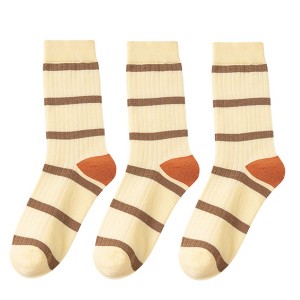 Anna-Kaci 3 Pairs Women's Mid-Calf Striped Casual Cotton Socks - 1 of 4