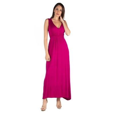 V Neck Maxi Womens Dress Magenta-xl : Target